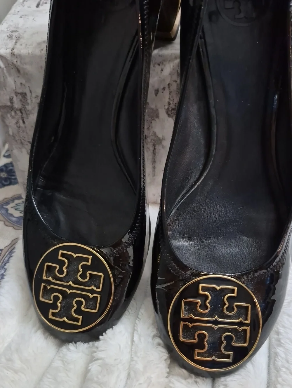 TORY BURCH Amy Black Patent Leather Slip On Pumps Sz 9 M